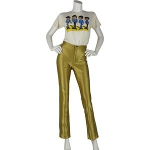 70s Vintage Frederick's of Hollywood Gold Spandex Disco Glam Leggings Pants